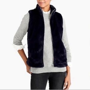J. Crew Navy Faux Fur Vest size S NWT